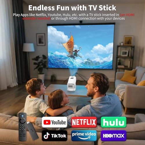 Mini Projector, Portable Projector 4K Support, Full HD 1080P Outdoor Projector, 270° Rotation Movie Projector, Compatible with Smartphone, TV Stick, Laptop, PS4, HDMI, USB (No WiFi or Bluetooth) - Image 6