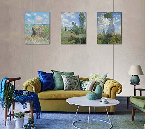 Okexckk Woman With A Parasol By Claude Monet - Oil Painting Impressionism Canvas Print Wall Art - Classic Artwork Pictures - 16"X24"X3 Panel #TOP3