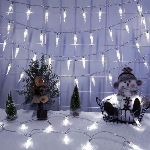 GRADESIN Christmas Icicle Lights Indoor，20ft 40 LED Icicle String Lights Battery Operated Powered...
