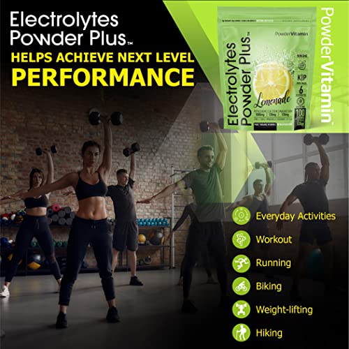 Powdervitamin Electrolytes Powder Plus Keto, Lemonade (100 Servings) 0 Sugar, No Maltodextrin,1000Mg Potassium,120Mg Calcium,120Mg Magnesium,Organic Vitamin C,Zero Calories, Energy Hydration Powder #TOP2