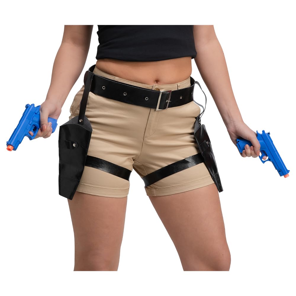 Wicked Costumes Double Thigh Holsters with Guns Fancy Dress Accessory