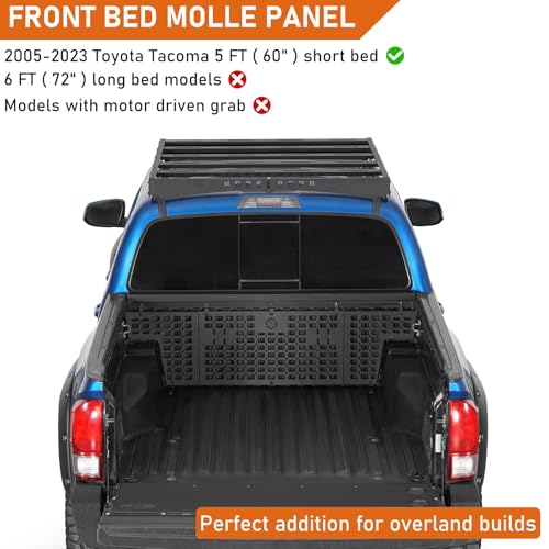 Image of Hooke Road Tacoma Truck Bed MOLLE Panel for 2005-2023 Toyota Tacoma 5FT Bed 2nd 3rd Gen - Camping Accessories Back Rack Tools Organizer Cargo Storage
