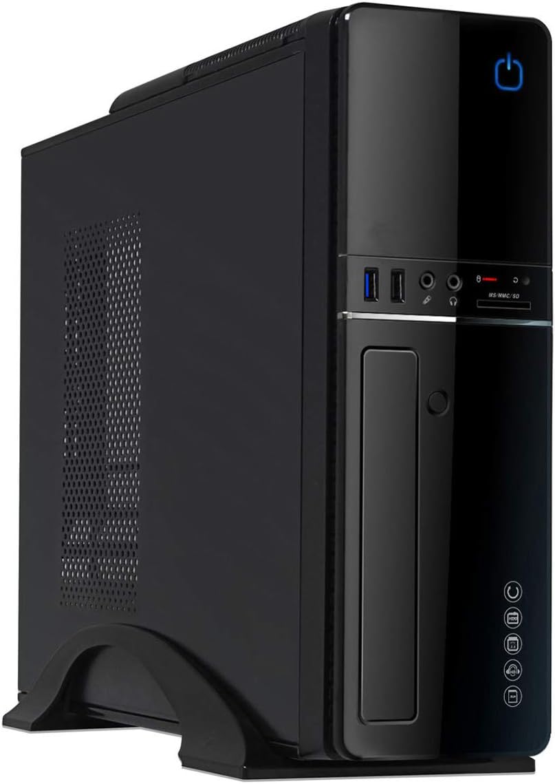 CiT S012B Slim Micro ATX/ITX Case for 300W Power Supply Unit with Built In Card Reader - Black