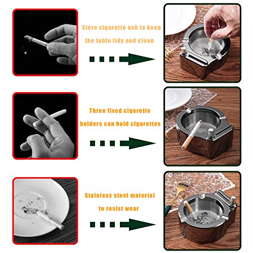 yusud Large Cigarette Ashtray with Permanent Match Lighter, Fancy Metal Ash Tray Set for Weed, Cool Ashtrays for Cigars Outdoor Indoor Decor in Home Office