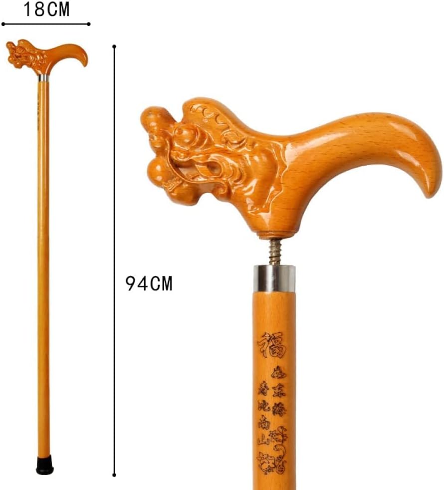 木製ケーンウォーキングスティックソリッドウッド彫刻蛇口ハンドル