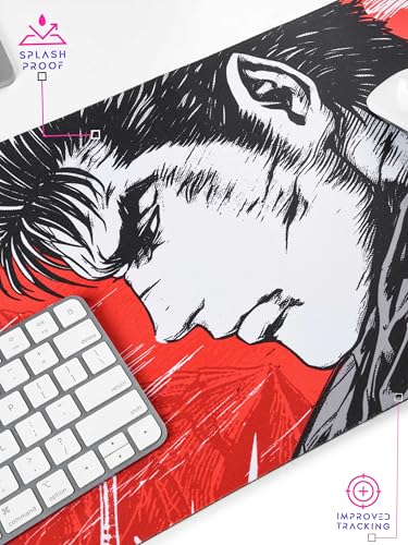 Image of Berserk Anime Desk Mat Extra Large (80cm x 30cm x 3-4mm), Guts Berserker Printed Anime Anti-Slip Mouse Pad