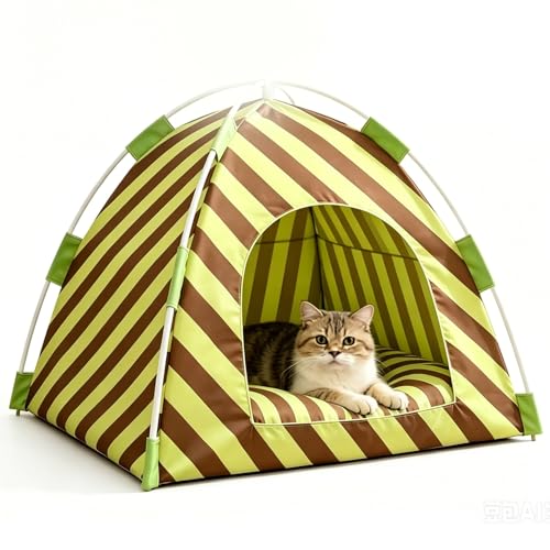 Casa para Perros Exterior Tela Oxford Impermeable Caseta Semicerrada para Gatos Tienda Plegable para Perros Lavable y Desmontable para Mascotas Pequeñas y Medianas(63x63x54cm)