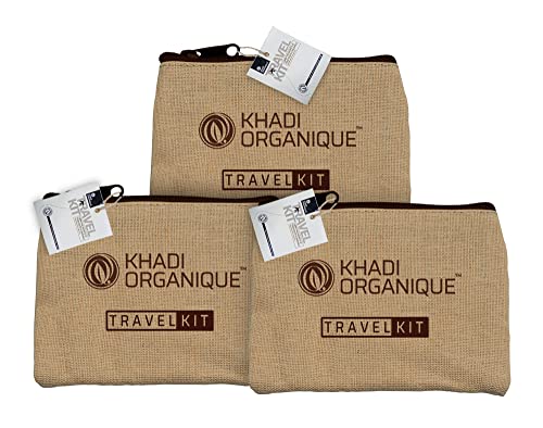 Image of khadi Organique Grooming Travel Kit Men & Women (2 Soap X 50gm each, 1 Shampoo 30ml,1 Conditioner 30ml, 1 Moisturiser 30ml, 1 Face Wash 30ml) 6 pcs in Set (Travel Kit (Pack of 3))