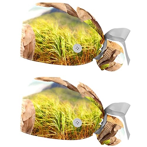 Chapeaux de travail respirants JDEZ lot de 2 casquettes bouffantes motif éléphant