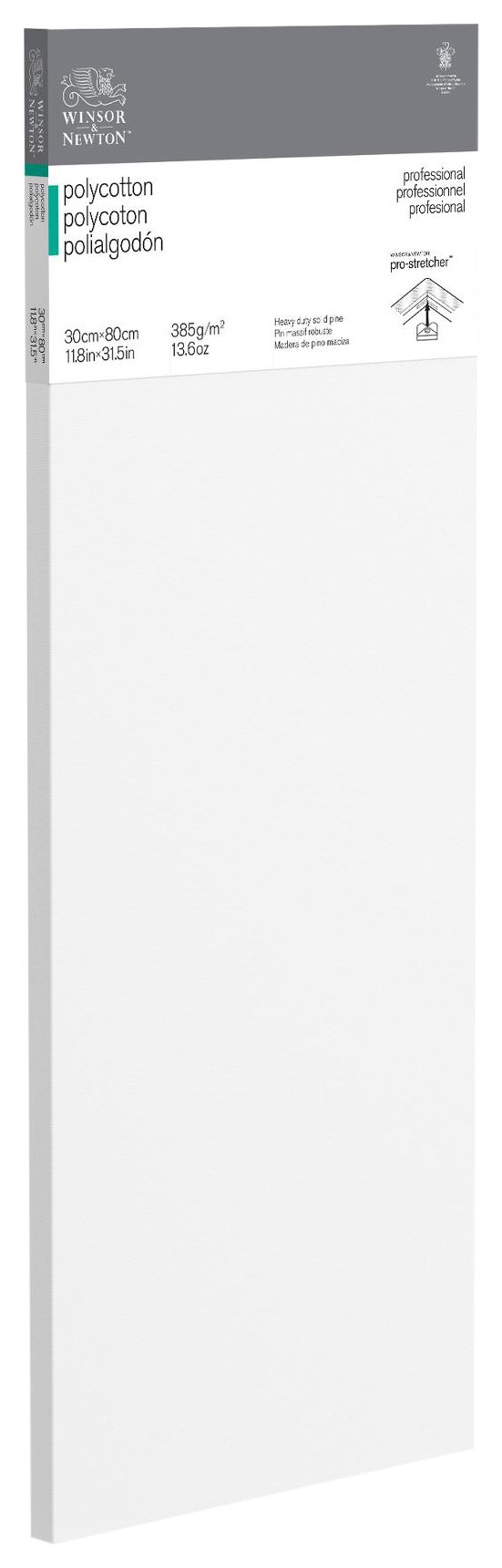 Winsor & Newton 6206017 Professional Keilrahmen aus Baumwollmischgewebe, 385 g/m², 3-fach grundiert, mittlere Körnung, ideal für die Ölfarben und Acrylfarben - 30x80cm