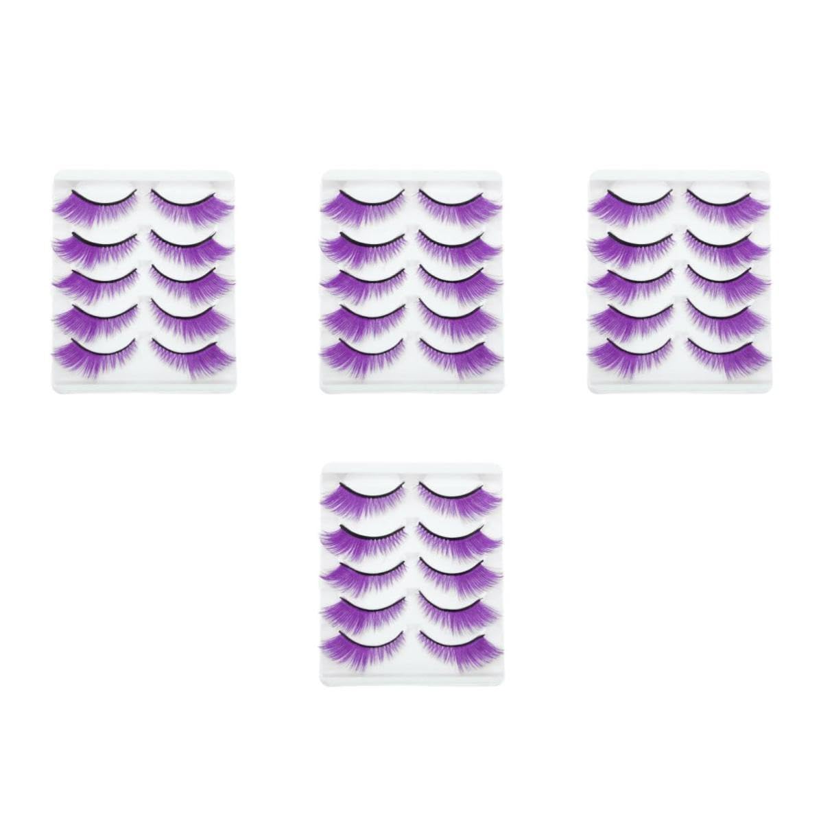 Healeved 20 Paia Extension Ciglia Colorate Porpora in Fibra Artificiale Effetto Naturale Lunghezza Corta per Trucco da Palcoscenico e Uso Quotidiano per Appassionati di Makeup