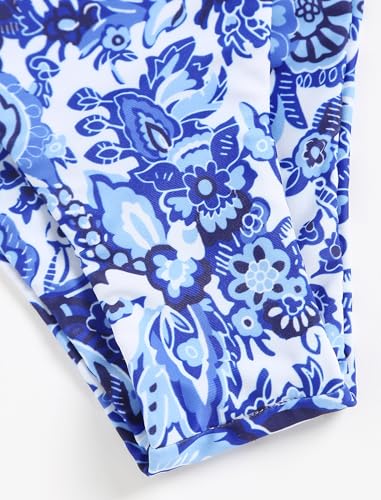 Image of ZAFUL Women's Bandeau Bikini O Ring Strapless Tie Back High Cut Two Piece Swimsuit Bathing Suits