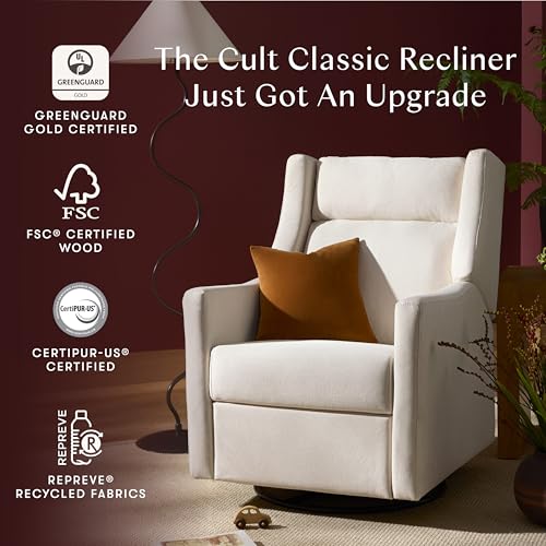 babyletto kiwi plus electric power glider recliner nursery chair wusb ports - water amp stain resistant glider rocking chair for nursery - greenguard gold certified 270 swivel rocker recliner - cream