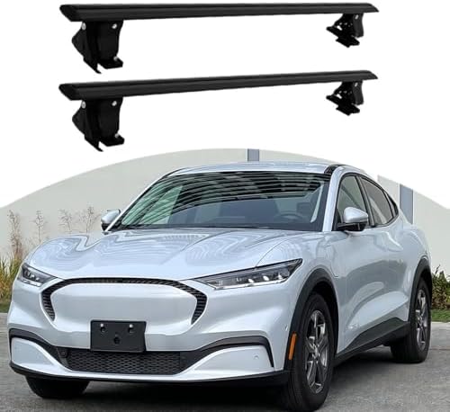 2Pcs Aluminum Alloy Lockable Crossbar fits for Ford Mustang Mach-E 2021-2024 2025 Cross Bars Holder Car Roof Rail Rack Luggage Cargo Carrier (Black)