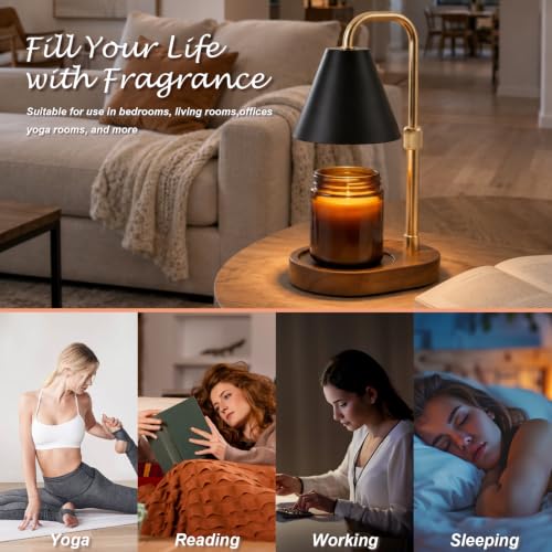 SOKCVSEA Candle Warmer Lamp Timer Height Adjustable | Birthday Gifts for Women Mom Gifts, House Warming Gifts New Home Decor, Wax Melt with 2 Bulbs Blacks - image 6