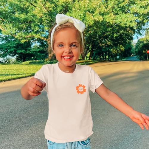 Girl's Graphic Tees Kids Cute Preppy Floral Inspirational Shirts Aesthetic Letter Slogan Loose Fit Casual Summer Tops2