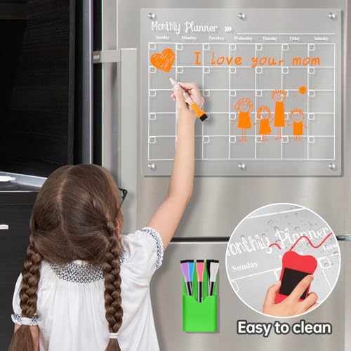 Image of Magnetic Acrylic Fridge Calendar Dry Erase Planner