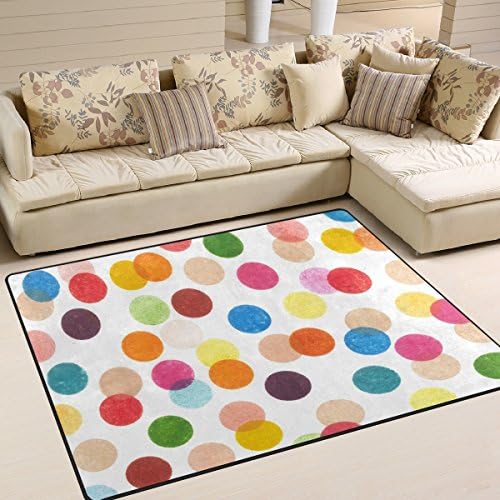 ColourLife 80 x 58 inches Lightweight Soft Area Rug Mat Indoor Floor Rugs Home Decoration for Kids Room Living Room Colorful Polka Dot