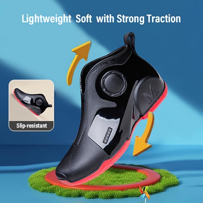 Men's Solid Color Slip On Waterproof Rain Boots, Comfy Non Slip Durable Water Shoes For Men's Rainy Day Outdoor Activities - Image 6