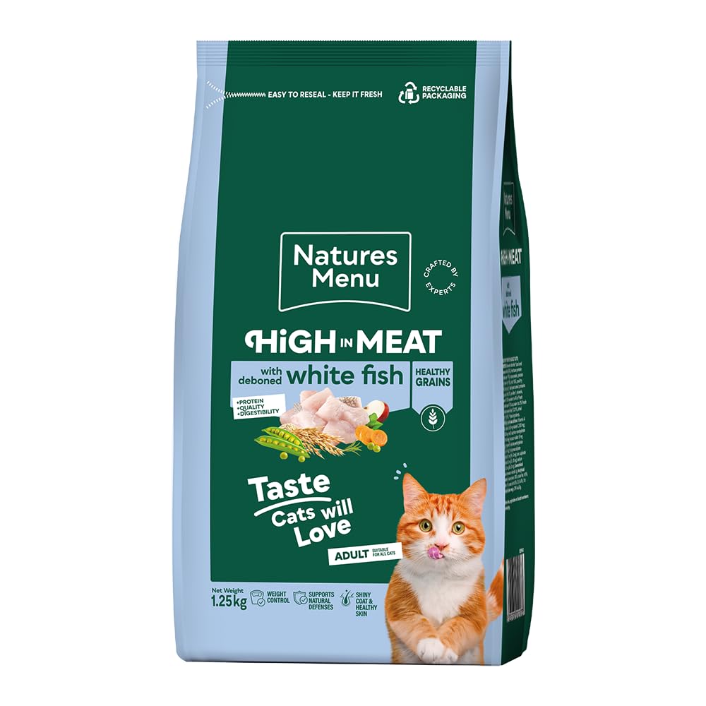 Natures Menu High in Meat - Dry Food for Adult Cats with Deboned White Fish - 3kg