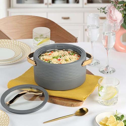 Image of CELLO Velvetto Deluxe 2500 Insulated Casserole Hot Box for Kitchen 2500 ml, Grey | Airtight See Through Lid Hot Pot Case Keeps Food Hot & Warm for Long Hours, Casserole Set for Roti, Rice & Biryani