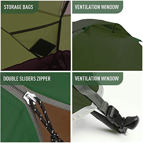 Tienda de campaña Forceatt para 3 personas, impermeable y resistente al viento, fácil montaje, tienda instantánea con cubierta para lluvia para camping, senderismo y viajes familiares miniatura 5