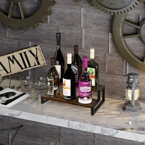 Image of YINMIT Tiered Display Stand Riser Shelf, Wooden Spice Rack Organizer for Countertop, 2 Tier Kitchen Counter Shelf