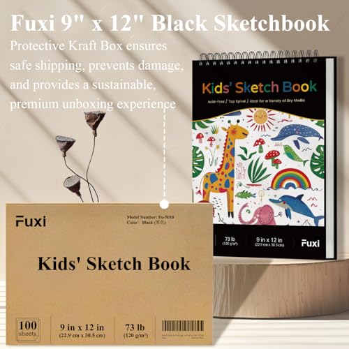 Image of Sketch Book for Kids, 9 inchx12 inch Sketchbook, 100 Sheets (73lb /120gsm) Drawing Paper, Spiral Bound Art Pad, Ages 9-12, Stocking Stuffers | Top Spiral Sketchbook for Kids, Acid-Free Thick White Drawing Paper for Kids, Craft Activities, Art Supplies for Kids 9-12