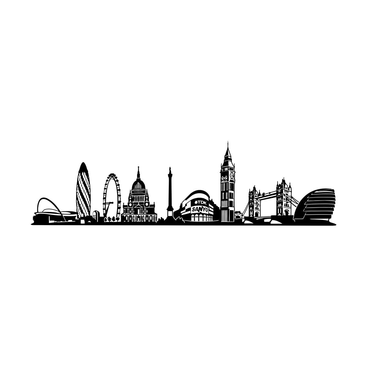Lzhouting Wall Stickers 5064 Skyline Of London United Kingdom City Wall Decal Living Room Sofa Urban Skrimes Wall Sticker Playroom Home Small - 56X13cm