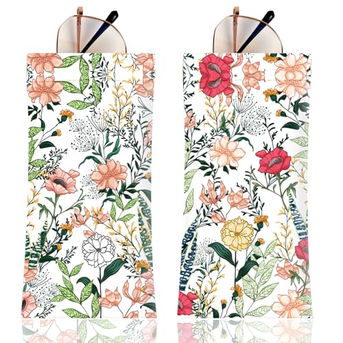 Image of Anikathy 2Pcs Sunglass Eyeglass Glasses Case Soft PU Leather with Cleaning Cloth Portable Glasses Pouch Bag for Men Women