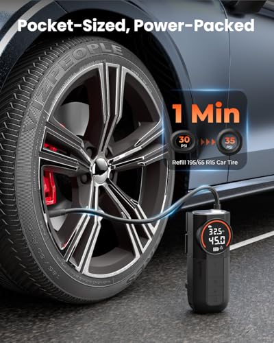 Image of ETENWOLF S1 Tire Inflator Portable Air Compressor, 160PSI Air Pump for Car Tires, Bike, Motorcycle, Balls, Fast Inflation Tire Pump, Cordless bike Pump with LED Light & Digital Pressure Gauge (Black)