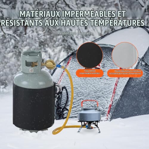 VEVOR Couverture chauffante pour bouteilles de propane, 120 W, housse isolant pour réservoirs de gaz 18 kg, thermostat interne fixe, température maximale 32,22°C, tissu Oxford imperméable durable – vue 5