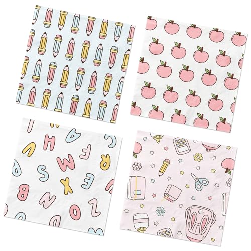 Back to School Decorations - 40Pcs Back to School Napkins First and Last Day of School Party Napkins Colorful School Themed Decoration for Kindergarten Graduation Party