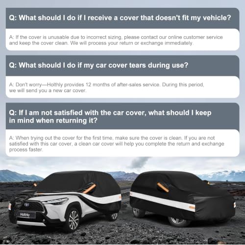 Image of 10 Layers SUV Car Cover Custom Fit for Toyota Corolla Cross (2020-2026), Waterproof All Weather for Automobiles, Outdoor Full Cover Sun Rain Dust UV Protection with Cotton. Black
