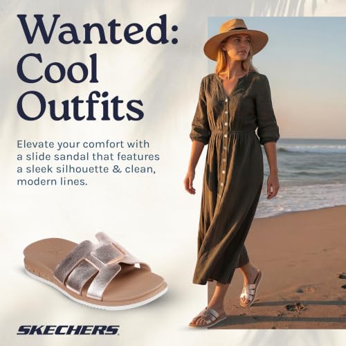 Image of Skechers Womens Desert Kiss Low - Peak Look | Casual sandal, Skechers Plush Foam cushioned comfort footbed, Vegan leather strap upper, flexible outsole