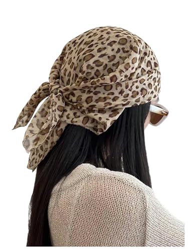 WDIRARA Women's Leopard Print Hair Scarf Cheetah Bandana Square Head Wraps Scarf