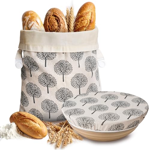 Reusable Beeswax Bread Bags for Sourdough & Cotton Bowl Cover, Sourdough Bread Storage Bags, Freezer Bag to Keep Fresh, Bakery Essentials, Sustainable