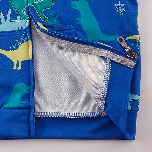 Image of Popshion Boys Toddler Cartoon Dinosaur Hoodies Jacket Cool Long Sleeve Zipper Hooded Sport Sweatshirt Coat for Kids 1-7 Years