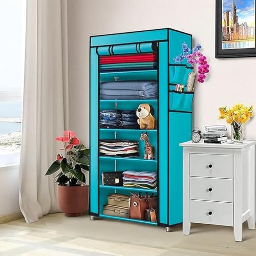 Image of VIPEK Foldable Wardrobe for Clothes, Cloth Organizer for Storage with 6 Shelves, Multipurpose Clothes Rack for Home & Bedroom (Firozi, 6 Layer)
