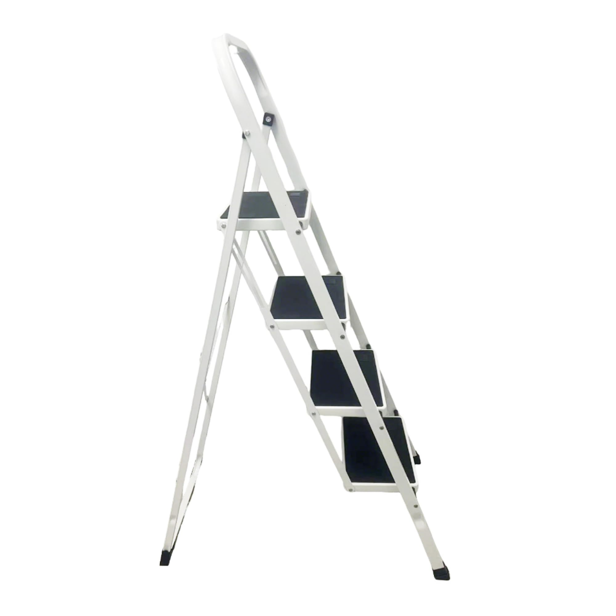 Escalera Plegable 4 Peldaños Profesional XL | Acero Reforzado Tubo Cuadrado Premium | Peldaños Extra Anchos Antideslizantes | Máxima Estabilidad para Almacén y Hogar | Altura 97cm