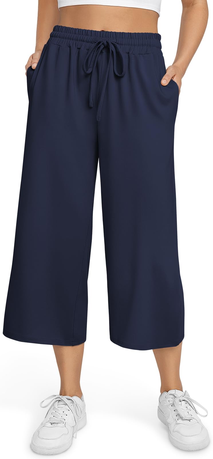 TARSE Women's Summer High Waisted Yoga Capri Pants Plus Size Casual Sport Activewear Capris Sweatpants Loose Fit