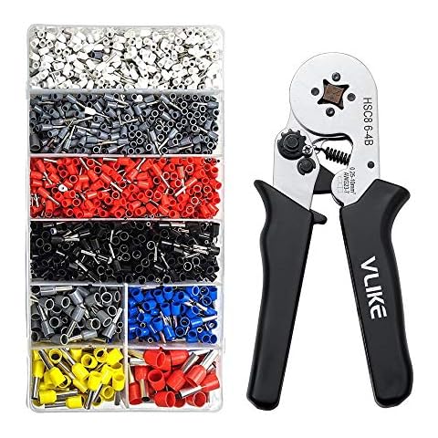 VLIKE Ferrule Crimper Pliers Set Wire Crimping Tool Kit with 1800 Terminal Connector Sleeves Electricians Contractors Repair Support Ferrule Crimper Pliers for Stripper Wiring Projects Cover