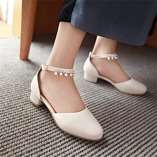 Kids Flower Girls Dress Shoes Closed Toe Chunky High Heels Mary Jane Ankle Strap Wedding Party Princess Shoes2