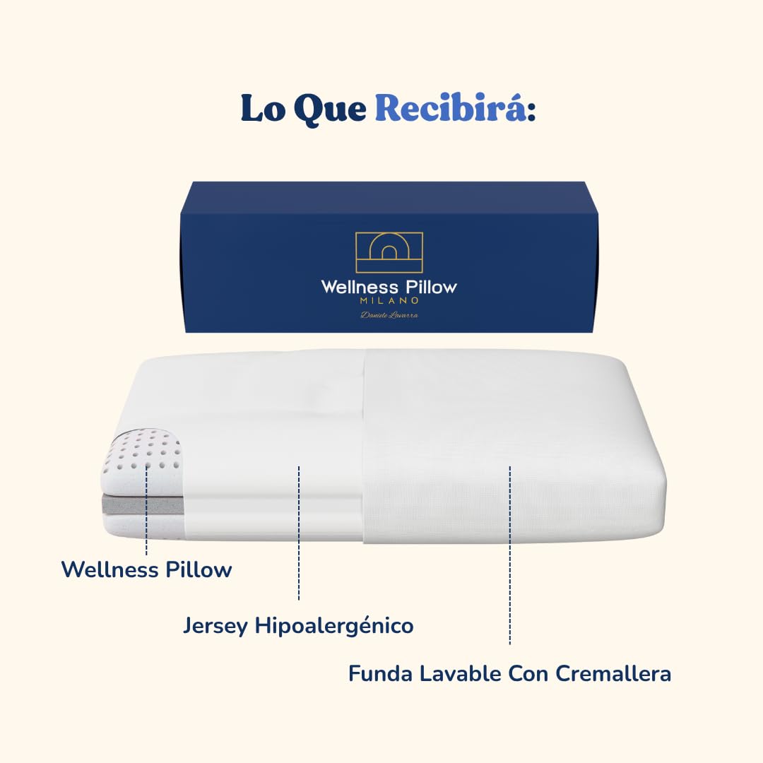 Almohada cervical de espuma viscoelástica – Almohada ortopédica patentada con dos alturas – Alivio del dolor de cuello – Transpirable, antiacaros, hipoalergénica, antirronquidos (Baja - 12 Cm) | Cojín ergonómico transpirable (70 x 40 cm) | Disponible en a