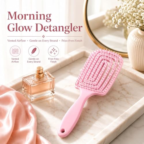 Image of Kaidaa Hair Brush Comb for Women & Men | 3D Detangling Hair Brush | Anti Hair Fall Hair Comb for Curly, Wavy & Straight Hair | Wet & Dry Brush with Scalp Massager | Frizz Control Styling Brush (Set of 2)
