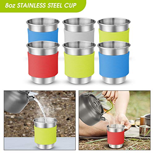 Odoland-39pcs-Camping-Cookware-Mess-Kit-Non-Stick-Large-Size-Hanging-Pot-Pan-Kettle-with-Base-Dinner-Cutlery-Sets-for-6-and-More-Cups-Dishes-Forks-Spoons-Kit-for-Outdoor-Camping-Hiking-Picnic