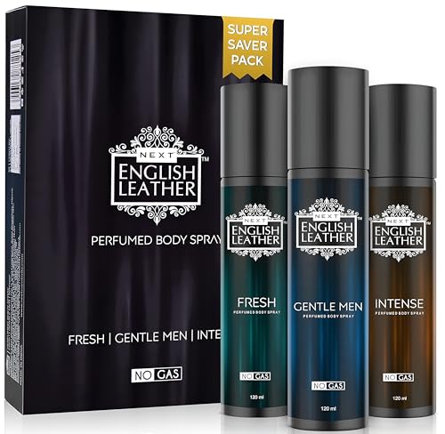 Image of Next Care English Leather No Gas Perfumed Body Spray Combo for Men & Women | Fresh, Floral, Woody Fragrance | Long Lasting & Everyday Wear Deodorant| Pack of 3 x 120ml |Birthday Gift for him & her