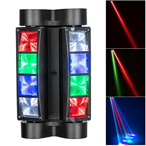 Spider Moving Head DJ Lights, Disco Party Stage Lights Indoor, Lunsy 8x10W RGBW Sound Activated DMX-512 Control Strobe Beam Lighting for Christmas Party Pub Festival Wedding Event Show, 2 Packs