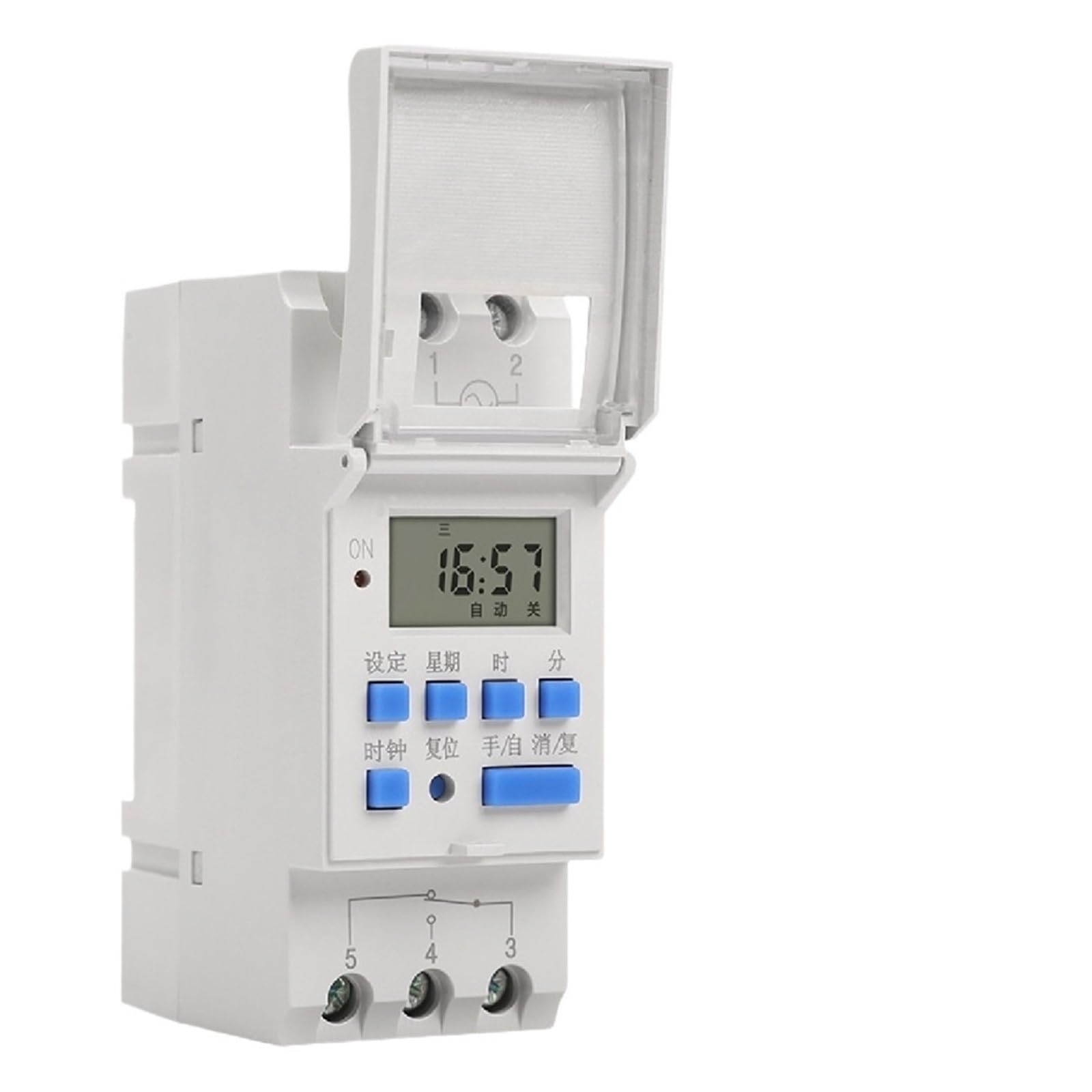 1PCS AHC15A Digital Timer Switch 220V 15A Programmable DIN Rail Mount Time Switch 2P Size 16 On/Off Programs(DC12V)