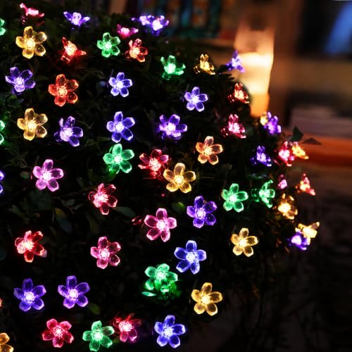 Image of One94Store 36 Feet Silicone Cherry Blossom Flower LED Fairy String Lights (36 LEDs) for Diwali Decoration, Home Decor, Window, Balcony, Pooja, Wedding, Christmas & Party, Multicolor | Made in India